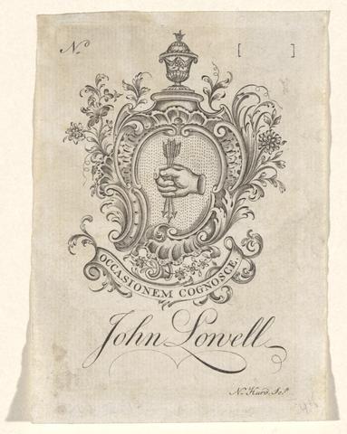 Nathaniel Hurd, Bookplate of John Lowell, 1777