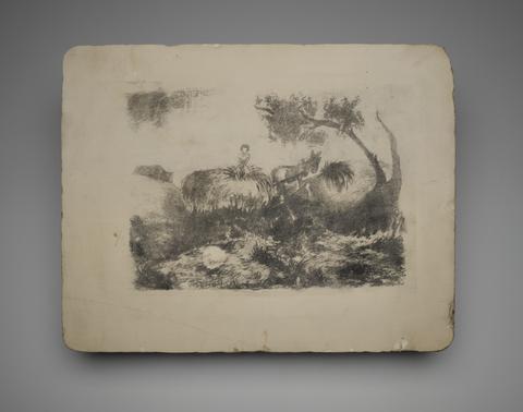 Jackson Pollock, Lithographic stone for Stacking Hay, ca. 1935–36