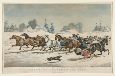 Currier & Ives, "Trotting Cracks" on the Snow, Copyright 1858