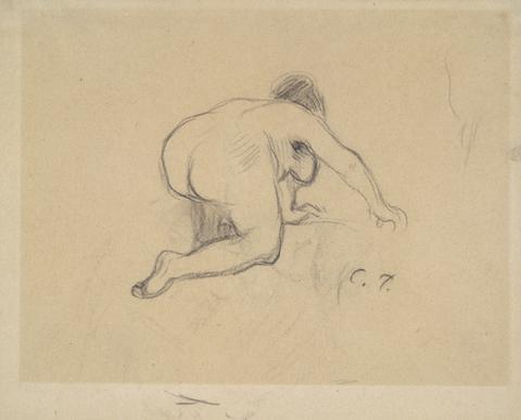 Camille Pissarro, Woman Kneeling (recto); Two Farm Women Kneeling (verso), mid to late 19th century