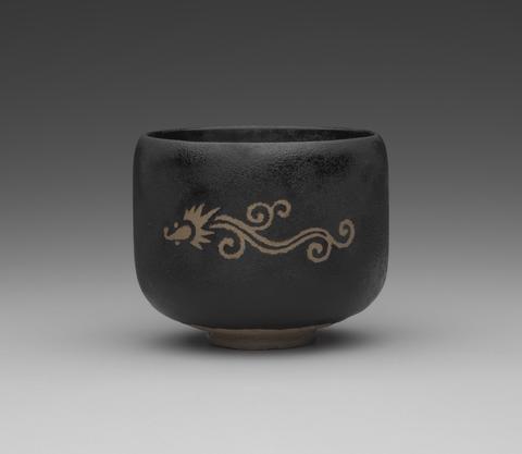 Kitamura Tatsuo, Black Tea Bowl with Dragon, ca. 2000