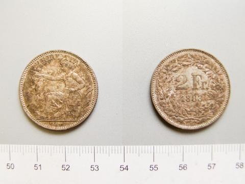 Bern, 2 Francs from Bern, 1863