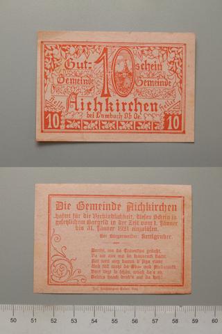 Aichkirchen, 10 Heller from Aichkirchen, redeemable 31 January 1921, Notgeld, 1920