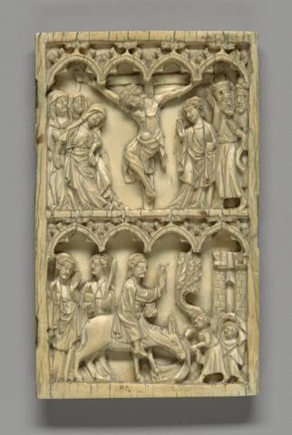 Unknown artist, French, 14th c., The Crucifixion; The Entry into Jerusalem, ca. 1350–75
