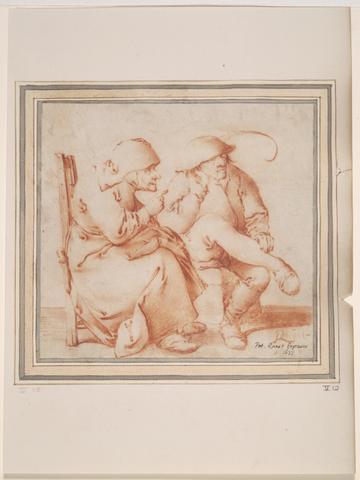 Pieter Jansz. Quast, Old Peasant Couple Seated, 1637