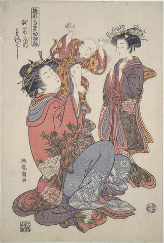 Isoda Koryūsai, Morokoshi Playing with a Small Boy, ca. 1778