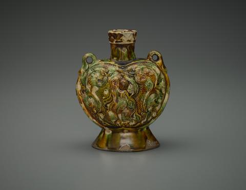 Unknown, Flask with Dancer Performing Sogdian Whirl, late 7th–early 8th century