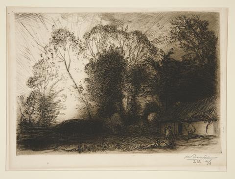 Auguste Lepère, La chaumière à Rousseau (Vendée) (Cottage at Rousseau [Vendee]), 1915