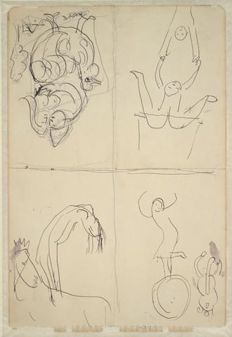 Jacques Lipchitz, Sketches of Circus Scenes (recto and verso), 1944