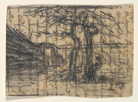 Jean-François Millet, Two Trees (with figure?), ca. 1851–52