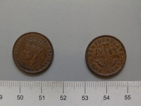 George VI, King of Great Britain, Large Cent Token Depicting King George VI from Newfoundland, 1943