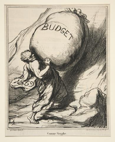 Honoré Daumier, Comme Sisyphe. (Just like Sisyphus.), pl. 27 from the series Actualités (News of the Day) from the journal Le Charivari, February 25, 1869