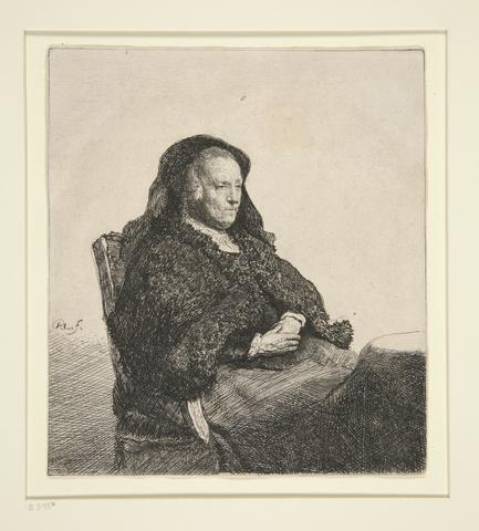 Rembrandt (Rembrandt van Rijn), The Artist's Mother Seated at a Table, Looking Right: Three-quarter Length, ca. 1631
