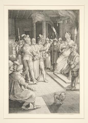Nicolaes de Bruyn, Christ before Caiaphias (Passion Series), 1618