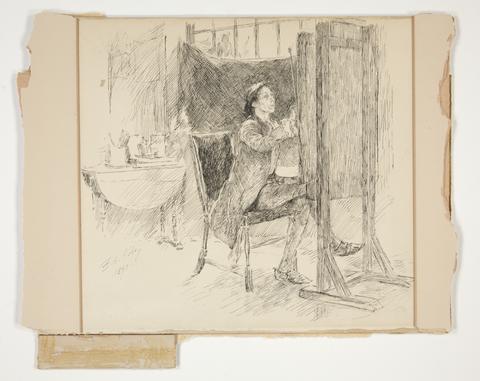 Edwin Austin Abbey, "There the pale artist..." - illustration for Oliver Goldsmith's The Deserted Village (London and New York: 1902), p. 95, 1891