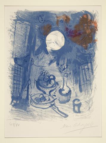 Marc Chagall, Nature morte sur fond bleu, 1957