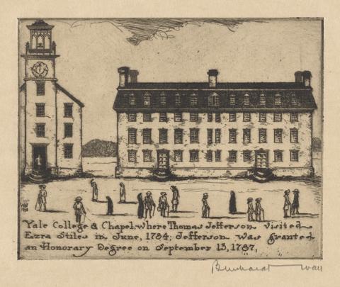 Unknown, Yale College and Chapel, where Thomas Jefferson visited Ezra Stiles, late 18th century