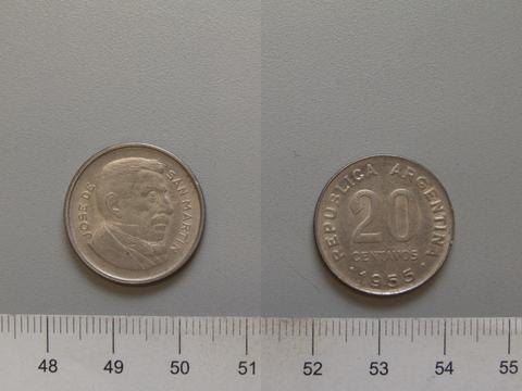 Republic of Argentina, 20 Centavos from Argentina, 1955