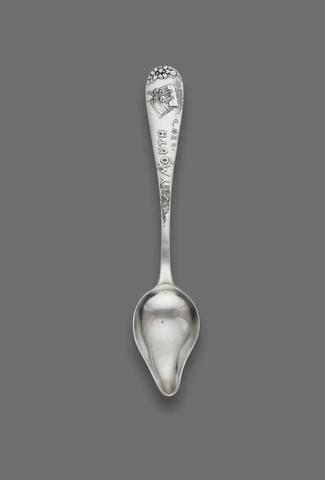 William B. Durgin Company, Souvenir orange spoon, so-called "Pilgrim" pattern, 1891–94