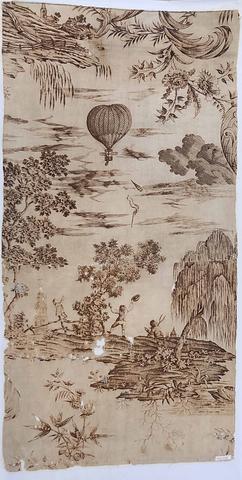 Unknown, Length of printed linen, "Balloon Ascension", ca. 1795