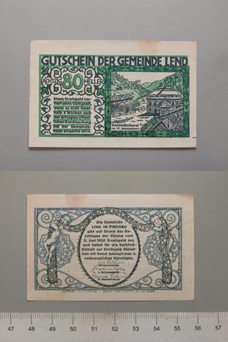 Lend, 80 Heller from Lend, Notgeld, 1920