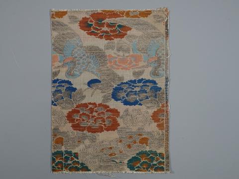 Unknown, Textile Fragment with Peonies and Cranes in Golden Clouds, 1615–1868