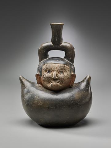 Unknown, Stirrup Vessel with Wrinkled Face, 1200–800 B.C.