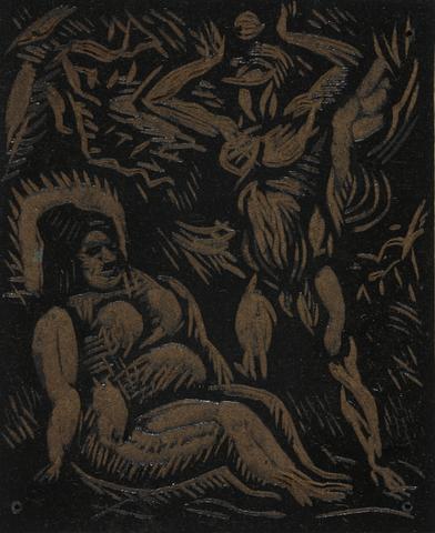 Reginald Marsh, Linoleum block for Adam and Eve, Possibly 1921