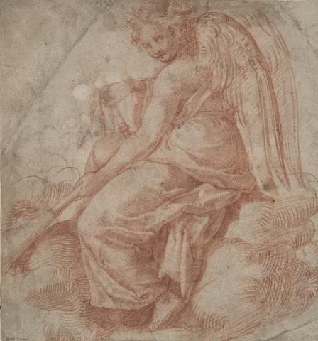 Unknown, Seated angel with bagpipes, n.d.