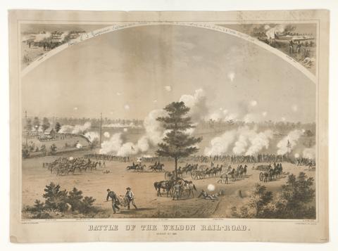 J. H. Bufford and Son's,  Lith., Battle of the Weldon Rail-road Aug. 21st 1864, ca. 1864