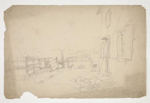 Edwin Austin Abbey, Sketch of an exterior of a country house, n.d.