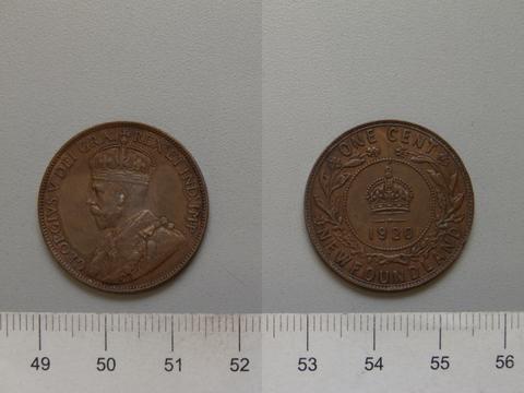 George V, King of Great Britain, Large Cent Token Depicting King George V from Newfoundland, 1920