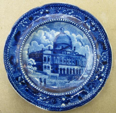 Ralph Stevenson and Williams, Cup plate with view of Boston State House, 1824–27
