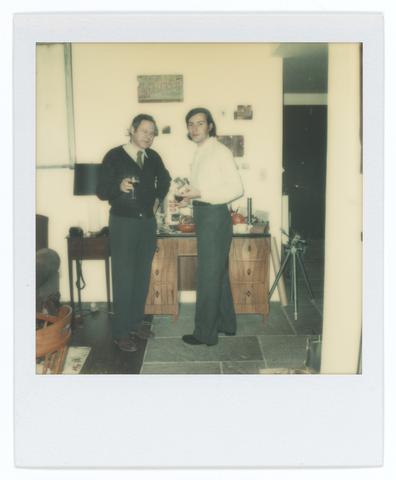 Walker Evans, Untitled [Walker Evans' 70th Birthday Party, Old Lyme, Connecticut: Jerry Thompson and Leslie Katz], November 3, 1973