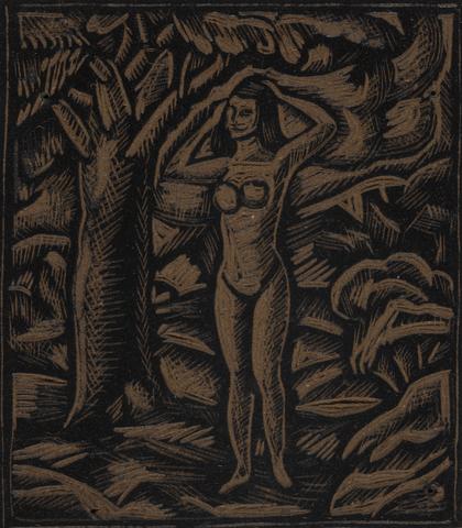 Reginald Marsh, Linoleum block for Nude (Summer), or Standing Female Nude, Possibly 1921