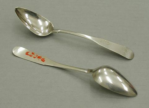 J. D., Two teaspoons, ca. 1830