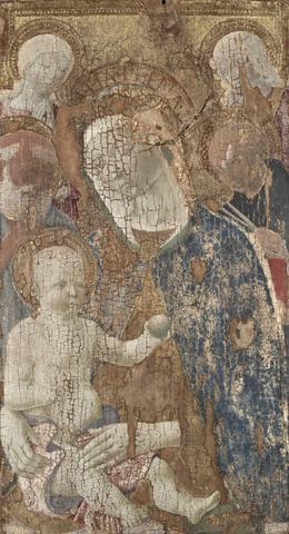 Benvenuto di Giovanni, Virgin and Child with Saints Jerome and Peter(?) and Angels, ca. 1475