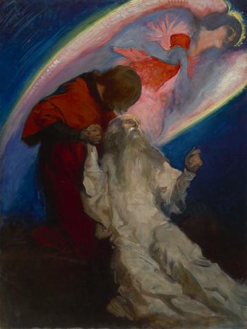 Edwin Austin Abbey, Study for Amfortas Released by Galahad, in The Quest and Achievement of the Holy Grail, Book Delivery Room, Boston Public Library, ca. 1893–1901