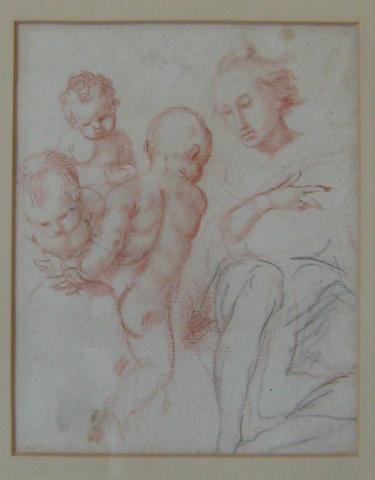 Unknown, A woman and three infants, 17th century