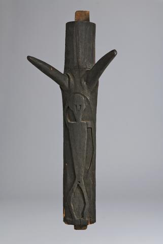 Figure Carved on Post with Prongs, n.d.
