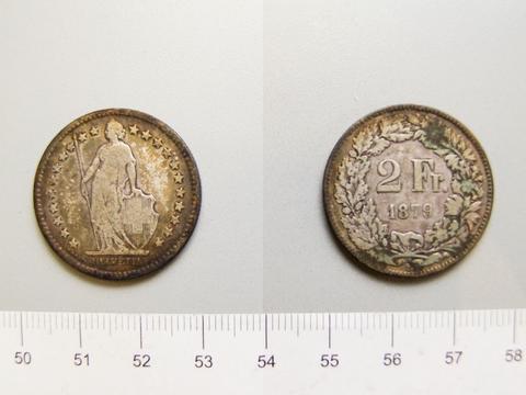 Bern, 2 Francs from Bern, 1879