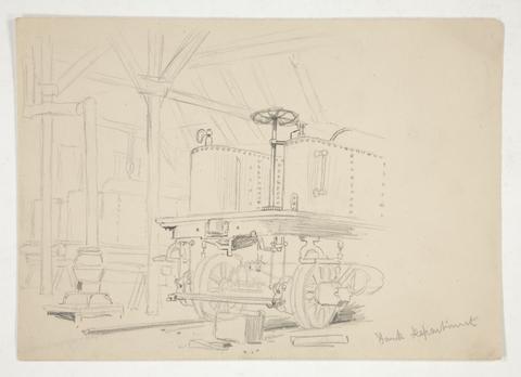 Edwin Austin Abbey, Sketch of "Tank Department" [industrial interior], n.d.