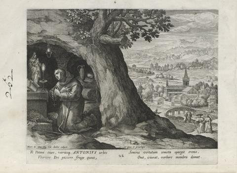 Johann Sadeler I, Antonius, pl. 22 of 25 from the series Trophaeum Vitae Solitariae (Male Hermits), 1598
