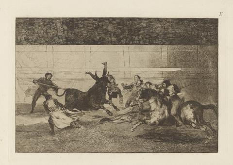 Francisco Goya, Mort de Pepe Illo (Death of Pepe Illo, 2nd Composition), Plate E from La tauromaquia (third edition), 1876