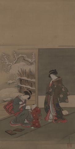 Isoda Koryūsai, Courtesans' Diversions on a Snowy Day, late 18th century