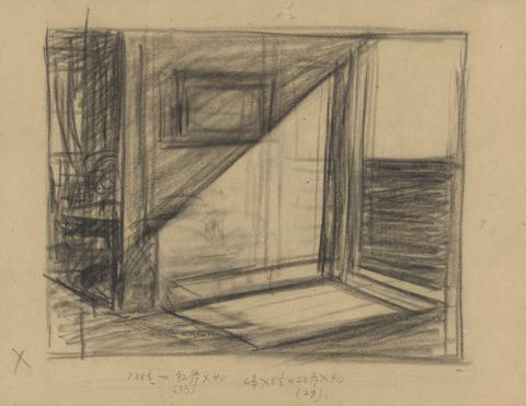 Edward Hopper, Two Studies for Rooms by the Sea (recto and verso), 1951