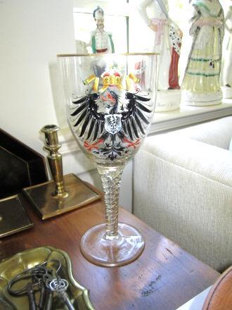 Unknown , German, 19th century, Glass goblet with crowned imperial eagle and Hohenzollern coat of arms, ca. 1890
