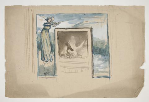 Edwin Austin Abbey, Preliminary sketch for a tile fireplace surround, 1878