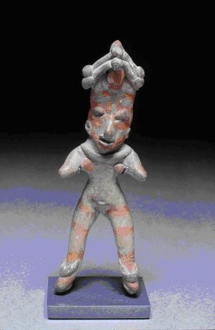 Unknown, Standing female figurine with face paint and stripes on legs, 1300–800 B.C.