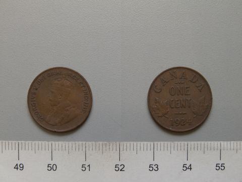 George V, King of Great Britain, 1 Cent from Ottawa with George V, King of Great Britain, 1924